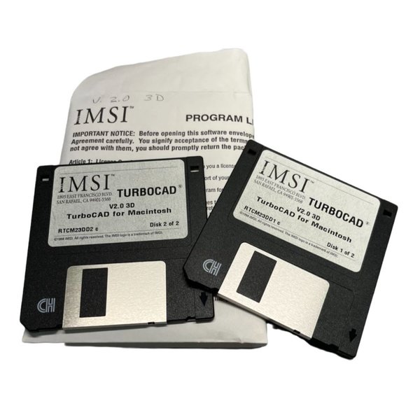 IMSI Turbocad 3D for Macintosh Version 2.0 Software Floppy Disks 3.5 in - Picture 1 of 3